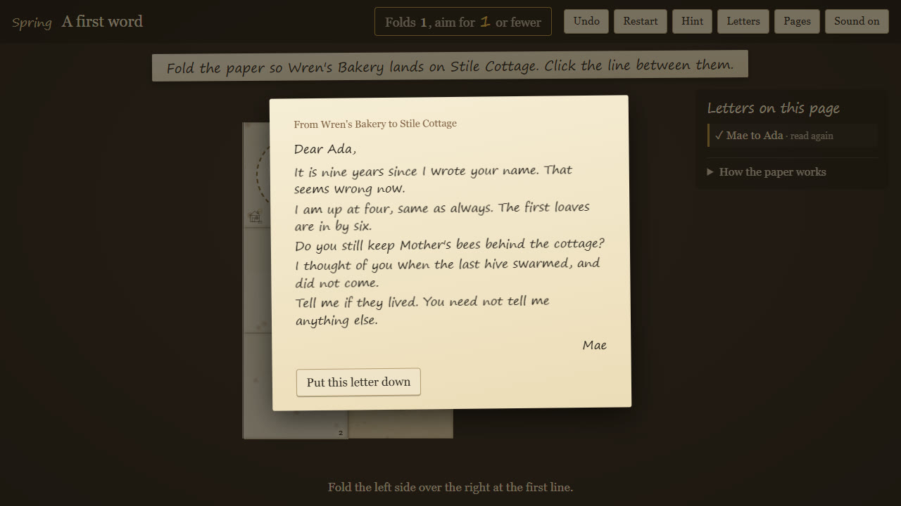 The house lands, the letter crosses, and its note opens.