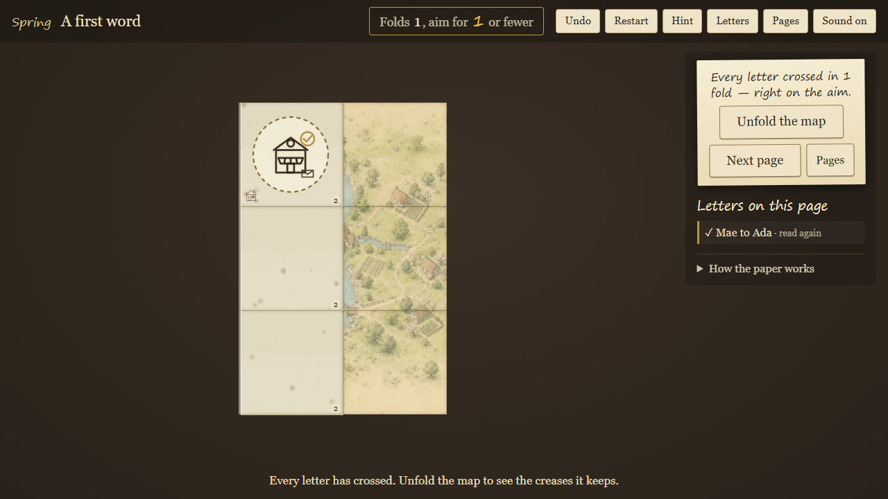 Solved. Unfold the map to see the crease it keeps for later.